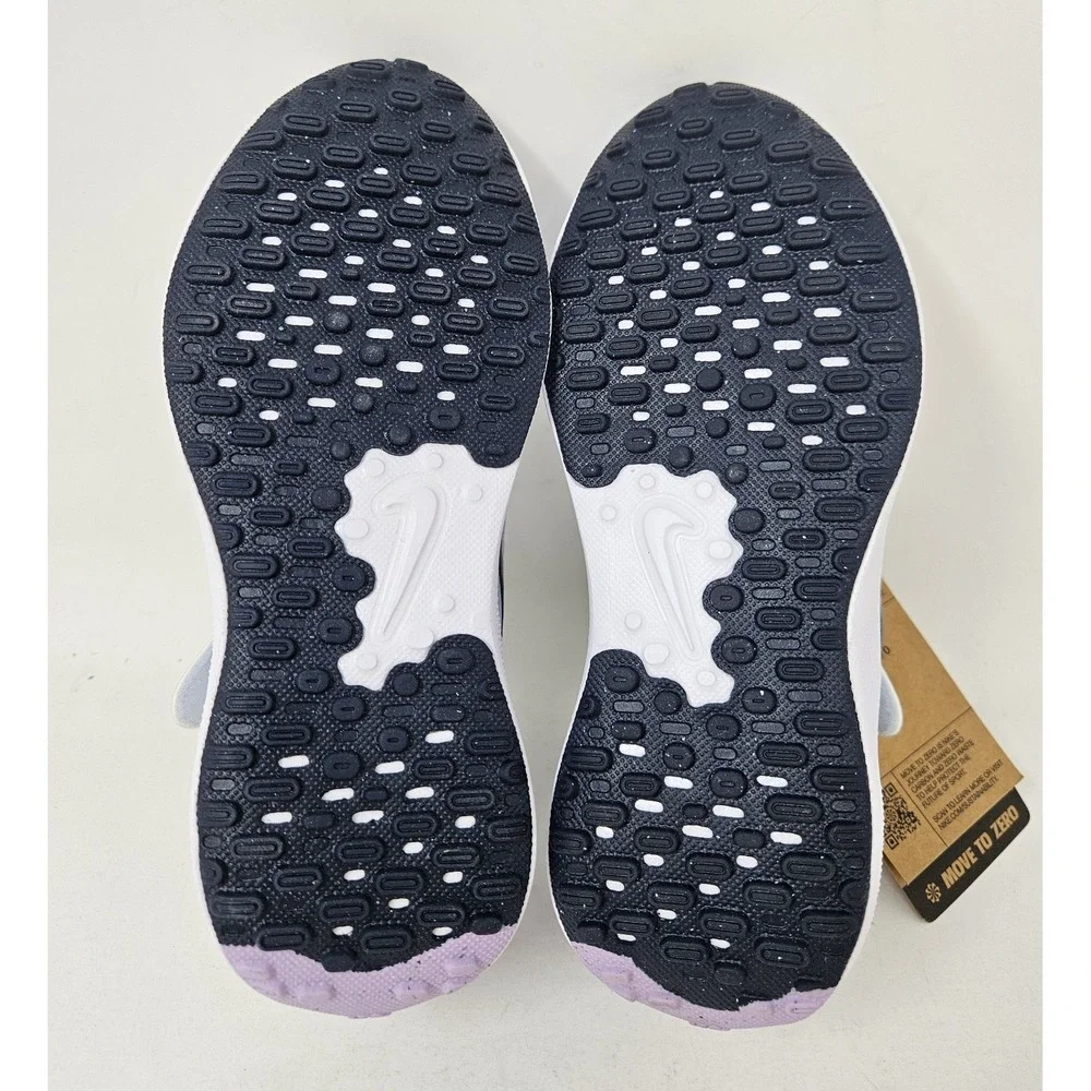 Nike Revolution 7 PSV Kids Running Shoes Size 12.5c Gray/Navy Blue/Lilac NEW!